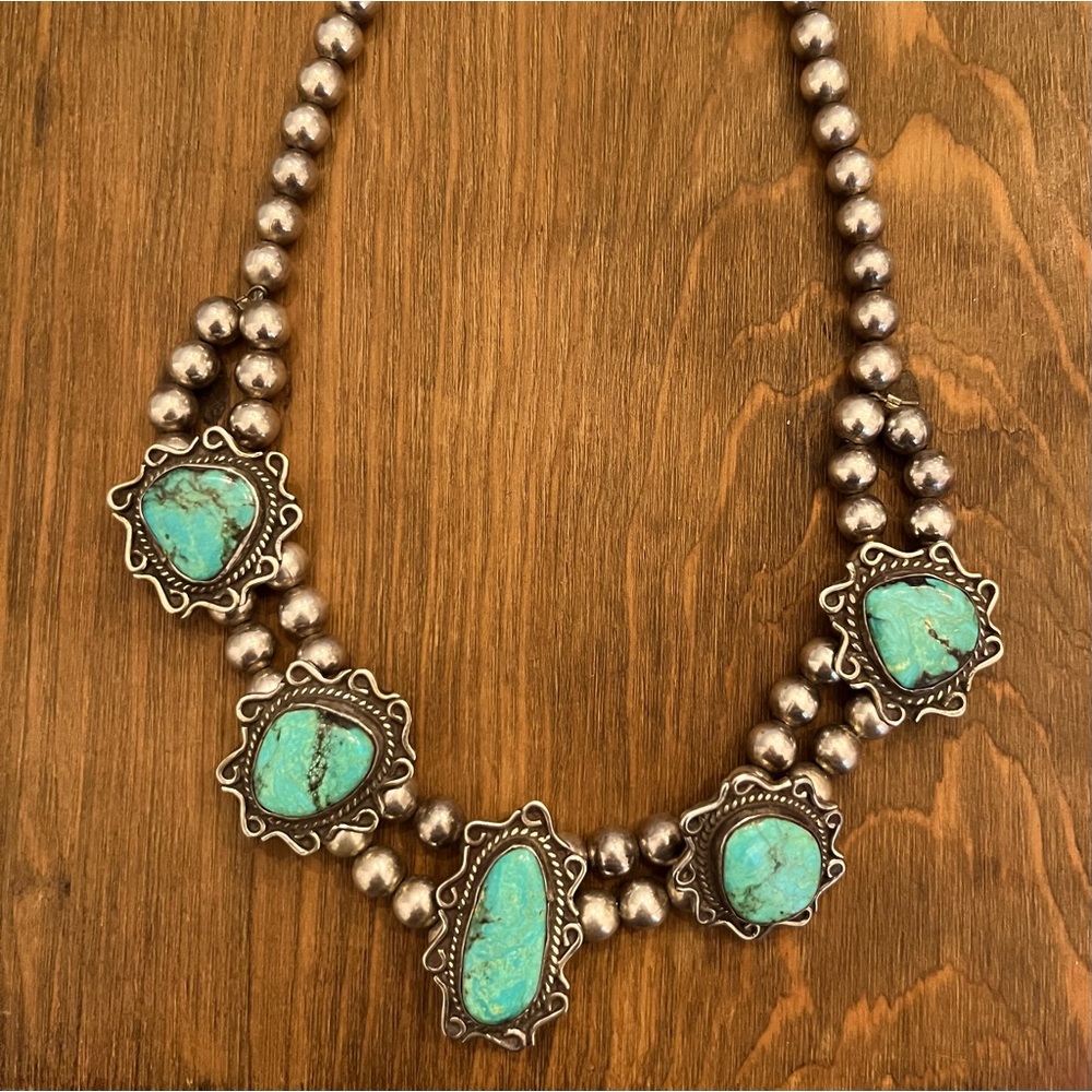 Native American Navajo Turquoise Necklace, 109 Gr.